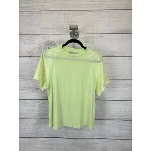 Ryegrass Women's Bright Green Floral Sleeve Spring Top Size Medium